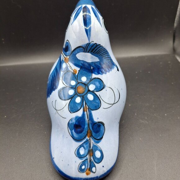 Ken Edwards Hand-Painted Mexican Ceramic Toucan Bird Figurine Floral Blue Brown - Picture 2 of 8